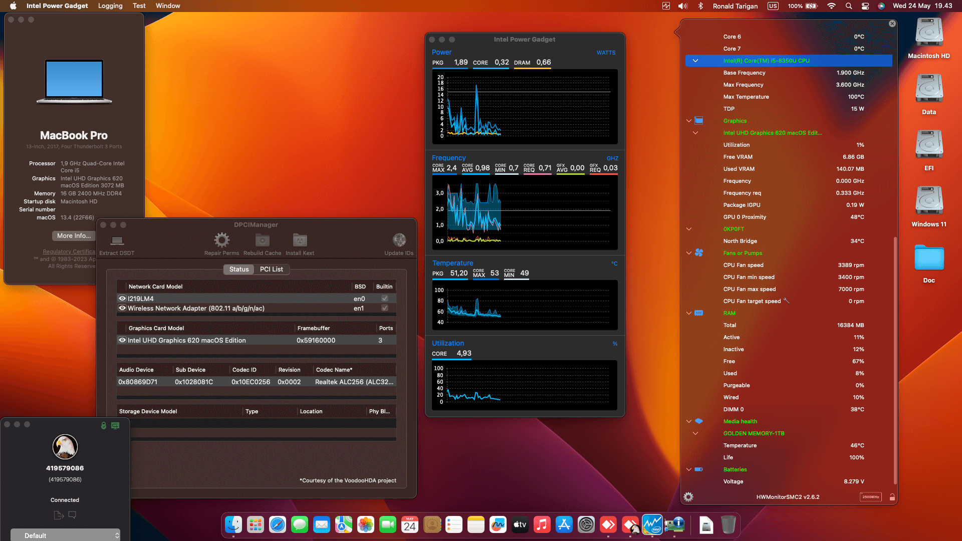 Success Hackintosh macOS Ventura 13.4 Build 22F66 in Dell Latitude 7490